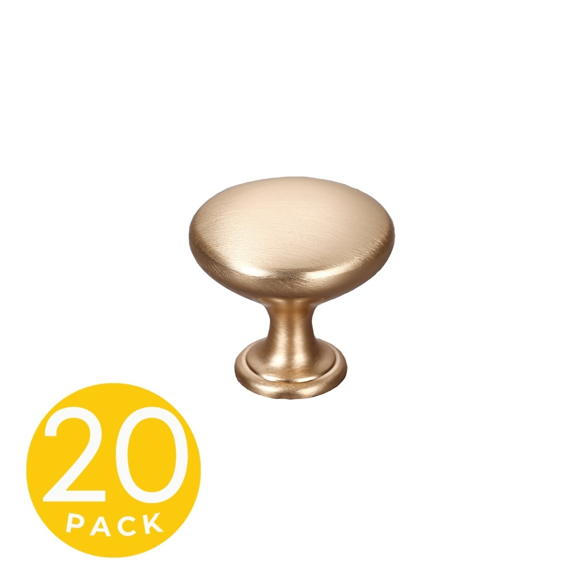 Sapphire Alpha Series Modern Round Cabinet Knob — 1in., Gold, 20-Pack, Model# SP-1145-K-BRA-20
